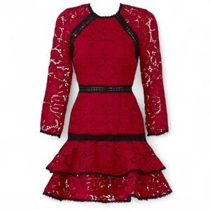 Alexis Vibrant Red Dress with Black Detailing